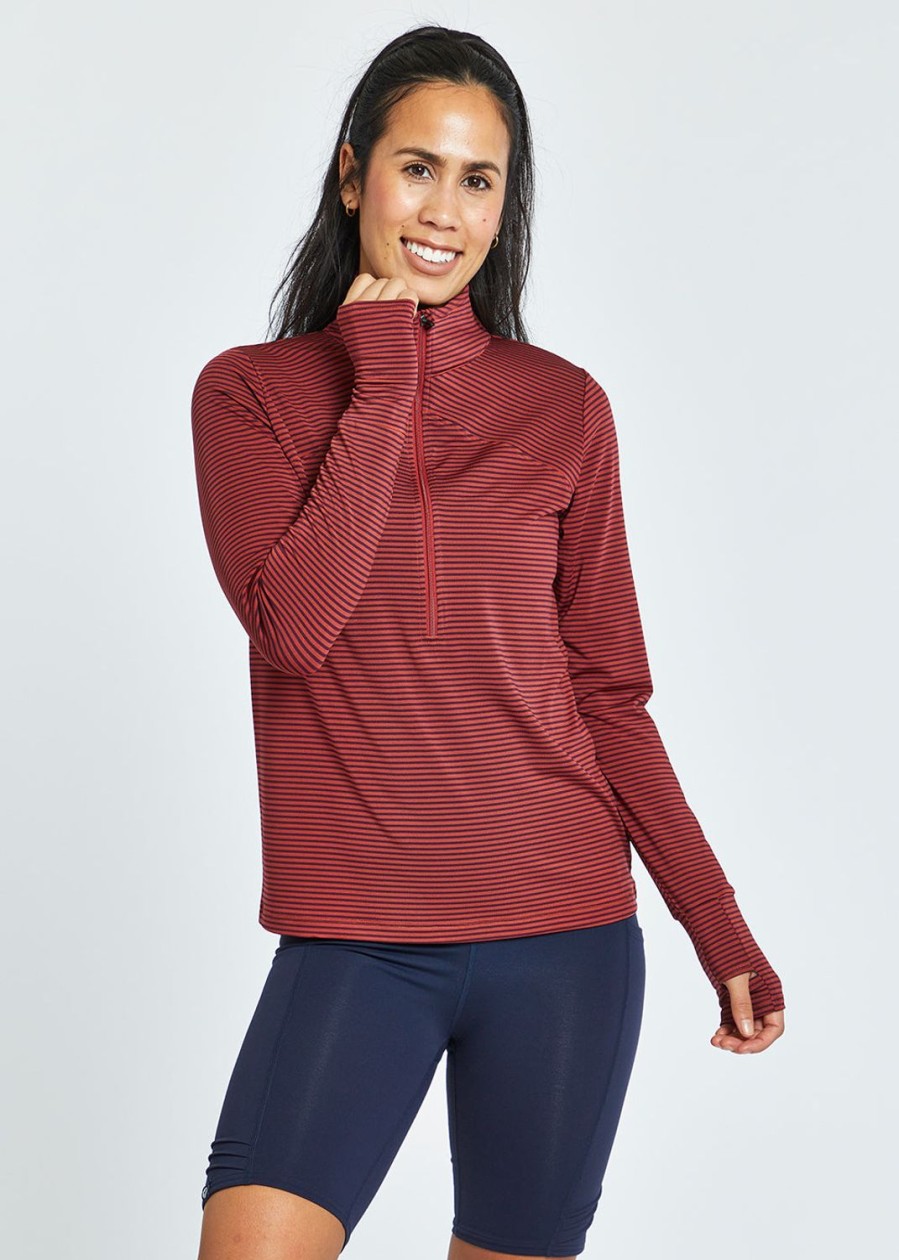 OISELLE Striped Half Zip Clearance