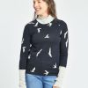 OISELLE Wazzie Wool Jacquard Mock Neck Long Sleeve Clearance